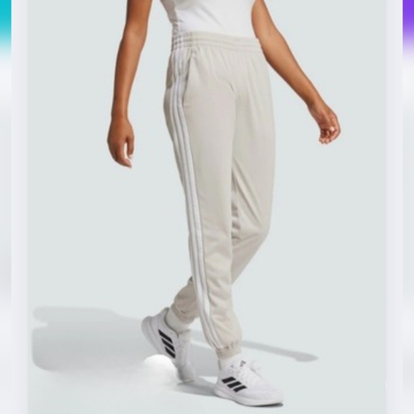 adidas Pants - NWT Adidas Beige Jogger Pants White Stripes Multi Sport Size S Athletic 3035-Bm
